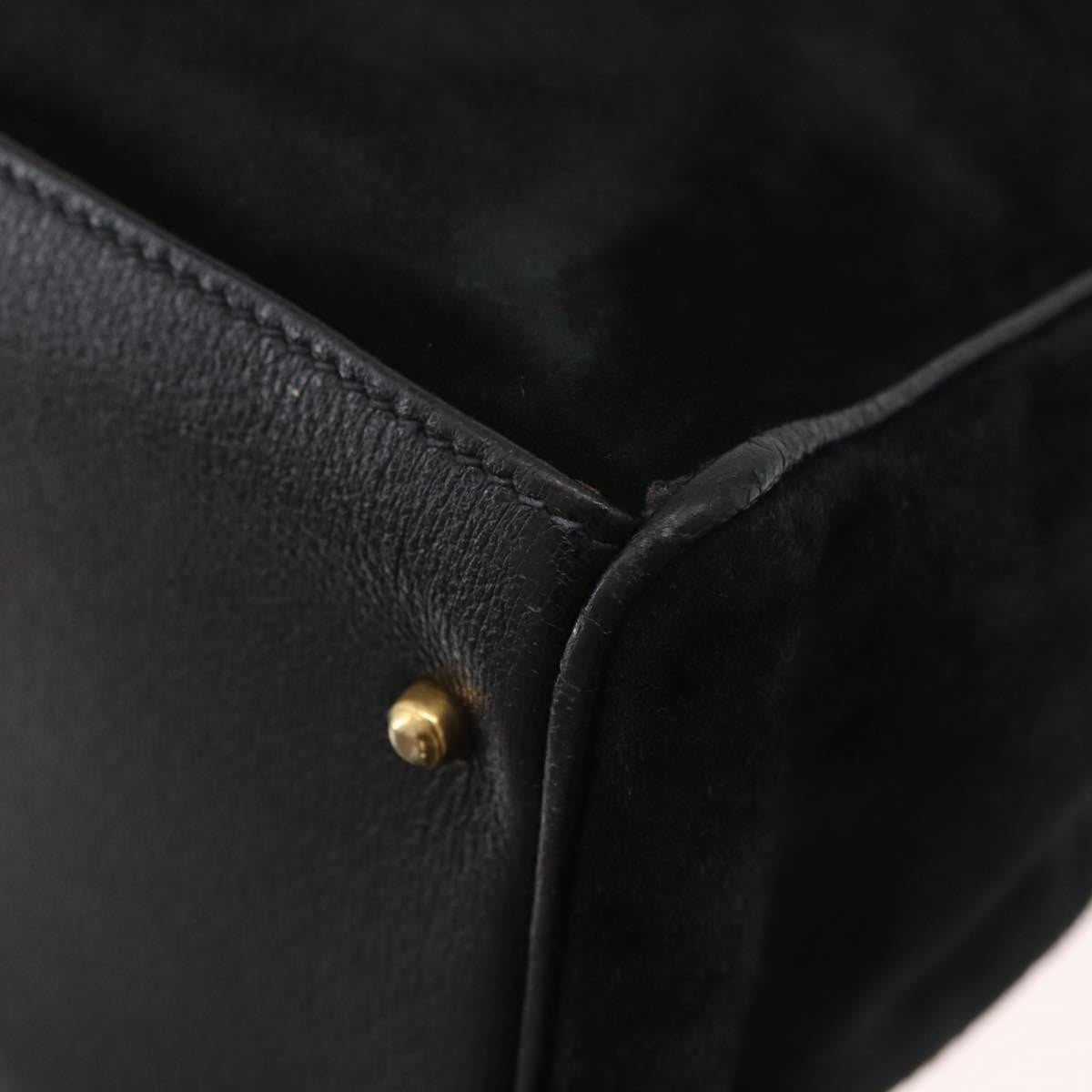 Gucci Bamboo Tote Bag Suede Black Suede Tote Bag Bag (Pre-Owned)