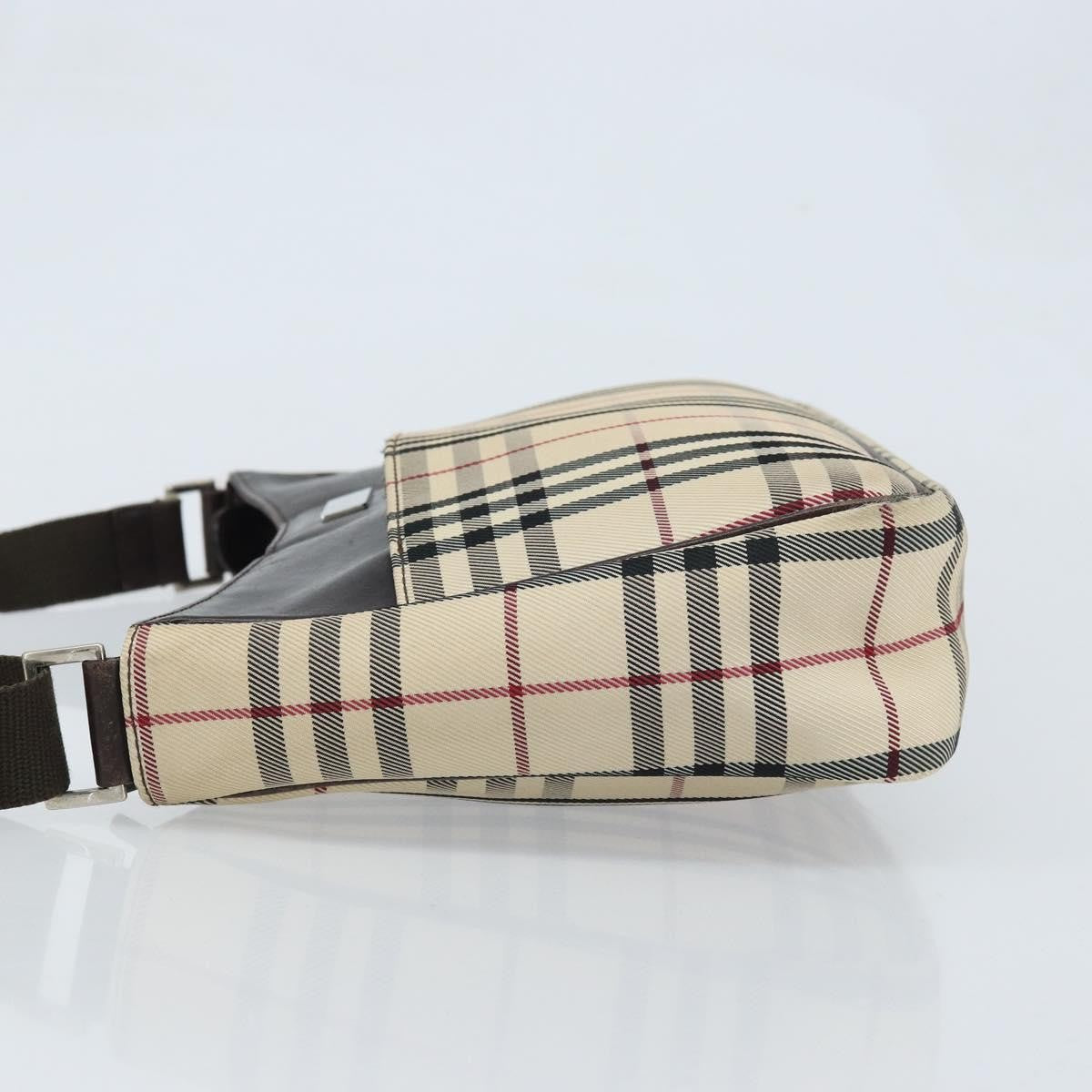 Burberry Nova Check Shoulder Bag Canvas And Leather Beige Canvas Shoulder Bag Bag (Pre-Owned)
