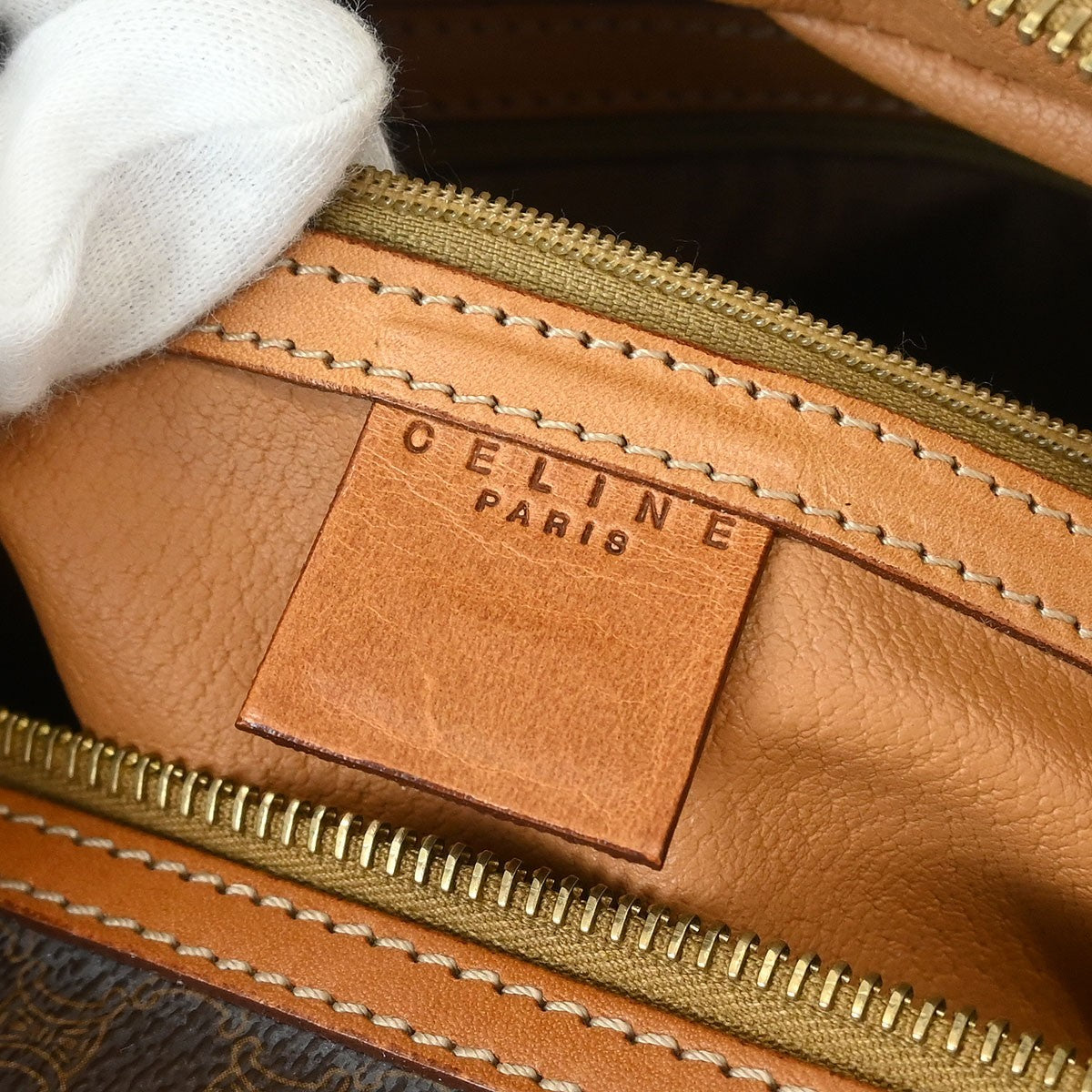 Celine C Macadam Handbag Canvas Brown Canvas Handbag (Pre-Owned)