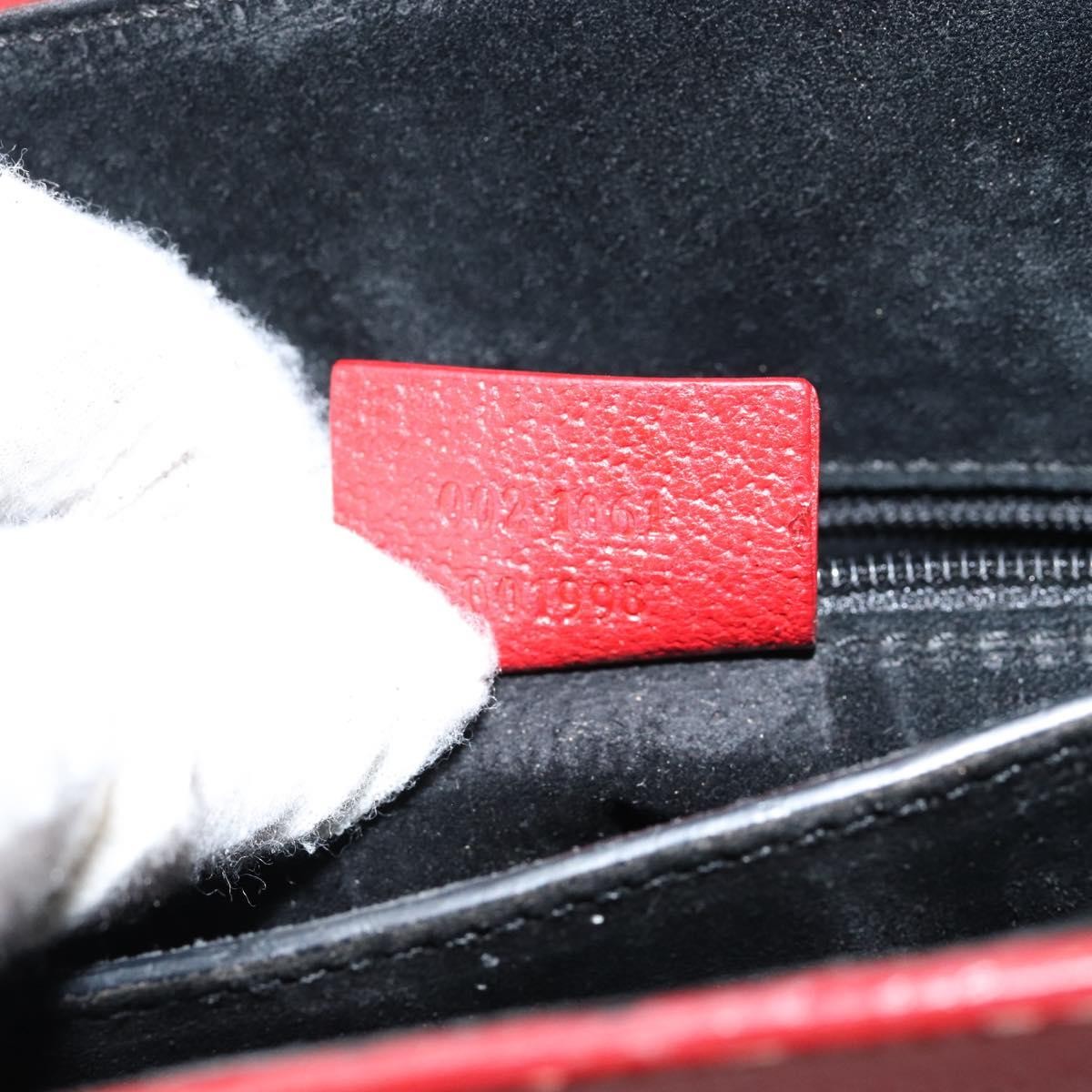 Gucci Vintage Bamboo Handle Bag Leather Red Leather Handbag (Pre-Owned)