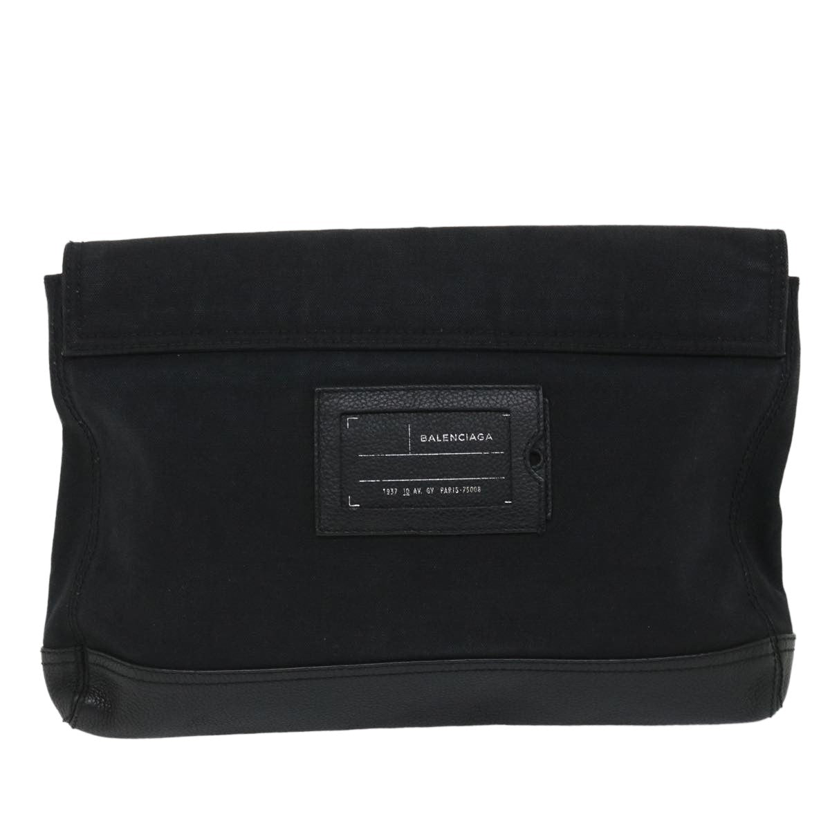 Balenciaga Vintage Pouch Leather Black Canvas Clutche & Pouche Bag (Pre-Owned)