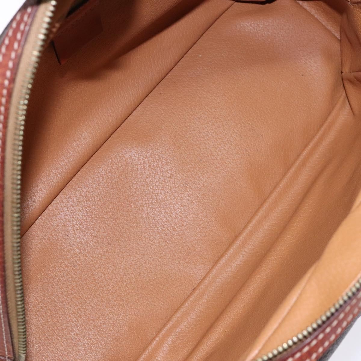 Celine Macadam Handbag Macadam With Leather Brown Canvas Handbag (Pre-Owned)
