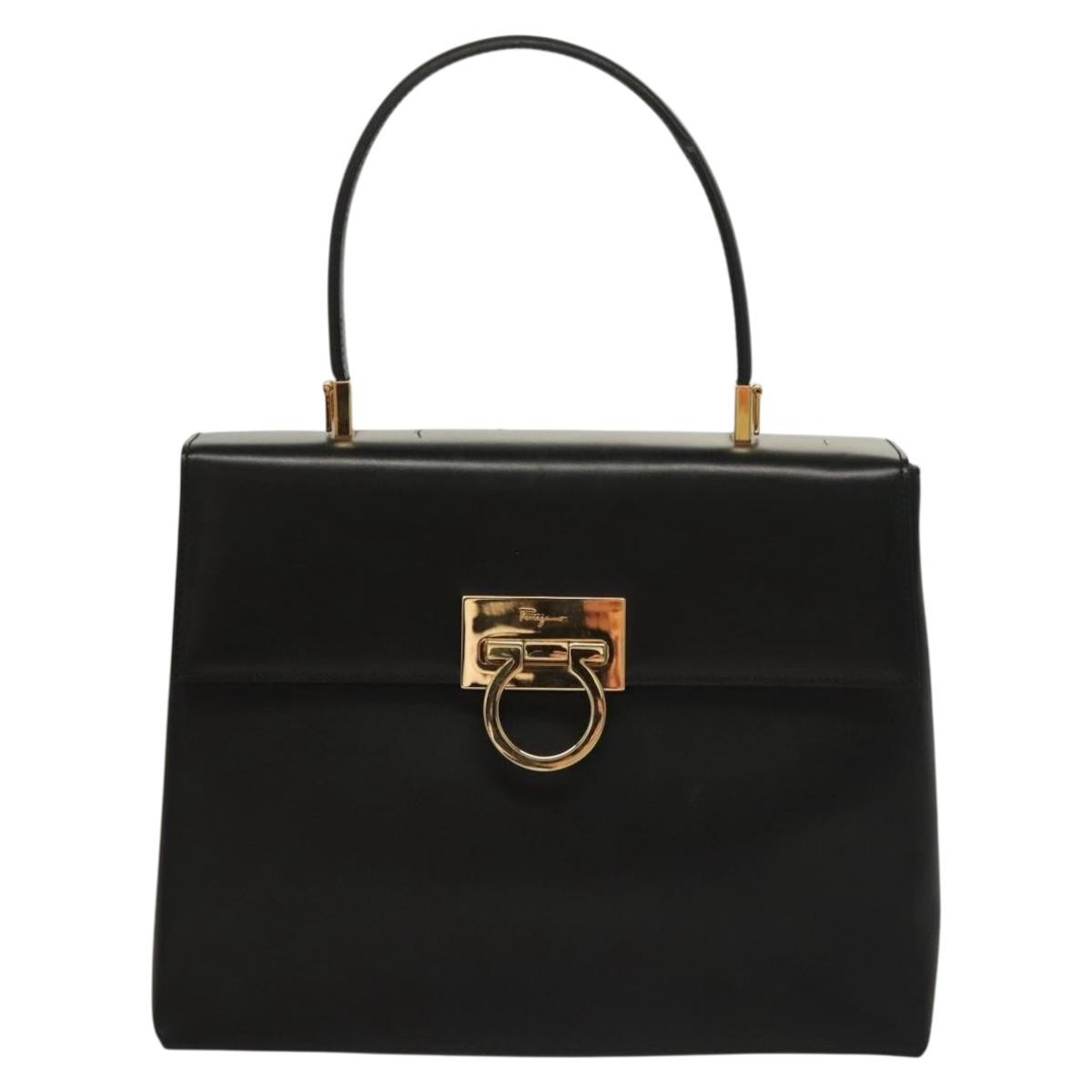 Salvatore Ferragamo Convertible Vara Bow Tote Leather Black Leather Bag (Pre-Owned)