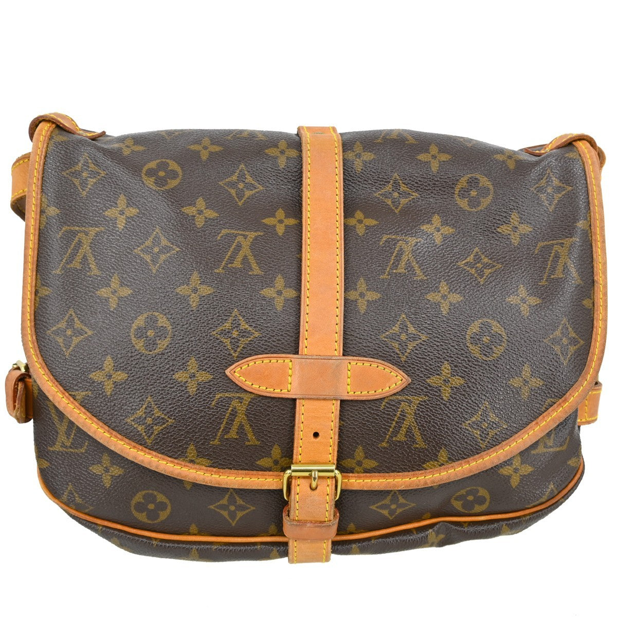 Louis Vuitton Saumur Handbag Monogram Canvas Brown Canvas Shoulder Bag Bag (Pre-Owned)