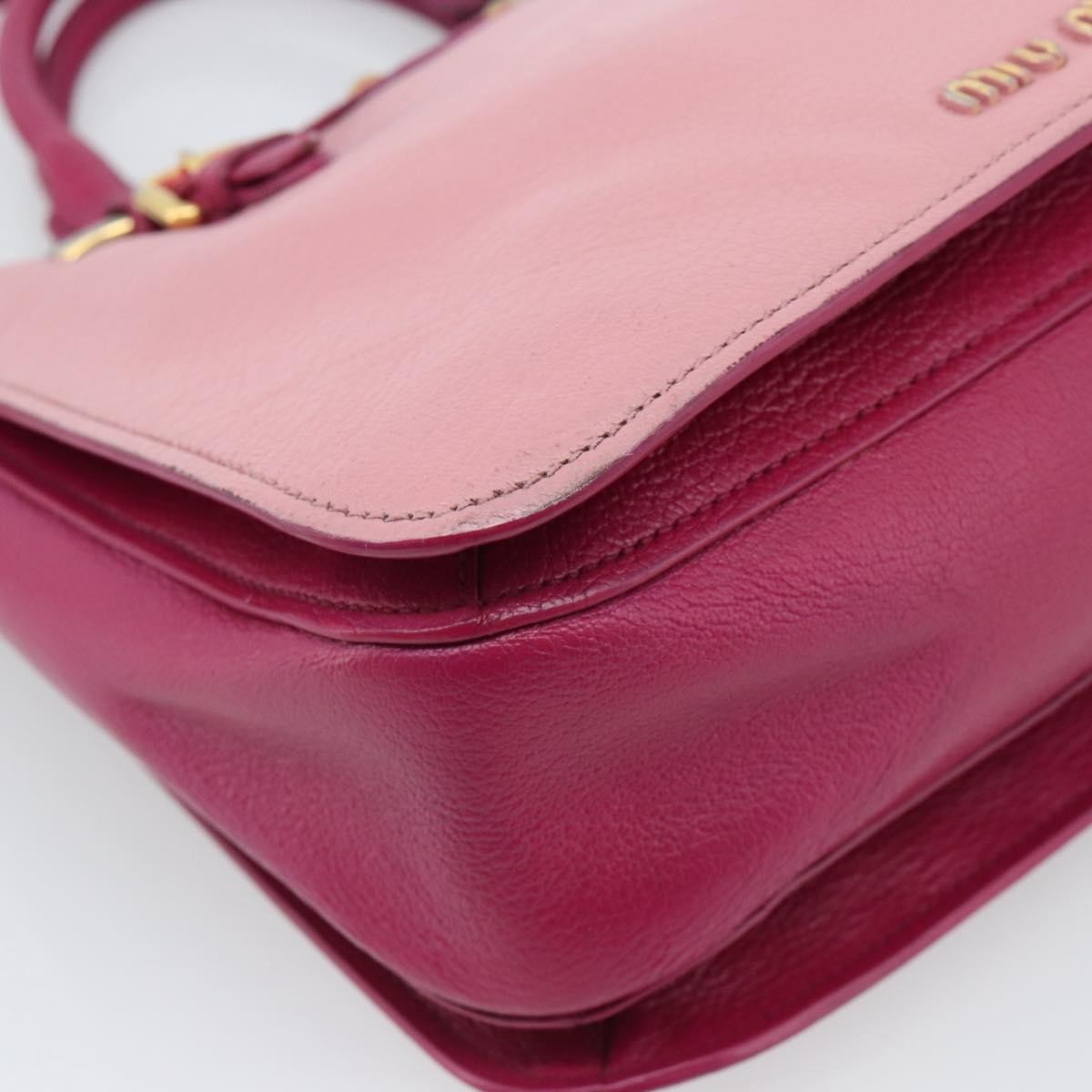 Miu Miu Madras Convertible Lock Tote Leather Pink Leather Handbag (Pre-Owned)
