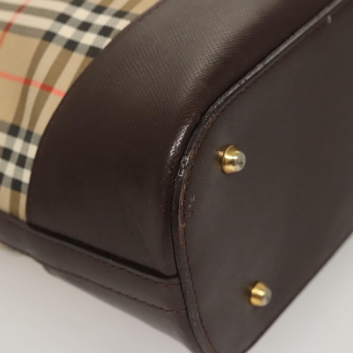 Burberry Nova Check Shoulder Bag Canvas And Leather Beige Canvas Shoulder Bag Bag (Pre-Owned)