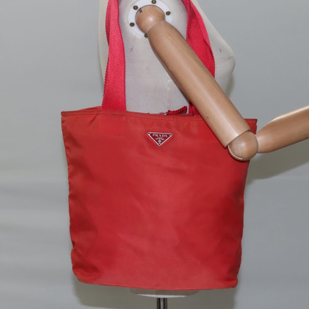 Prada Vintage Zip Tote Tessuto Red Nylon Tote Bag Bag (Pre-Owned)