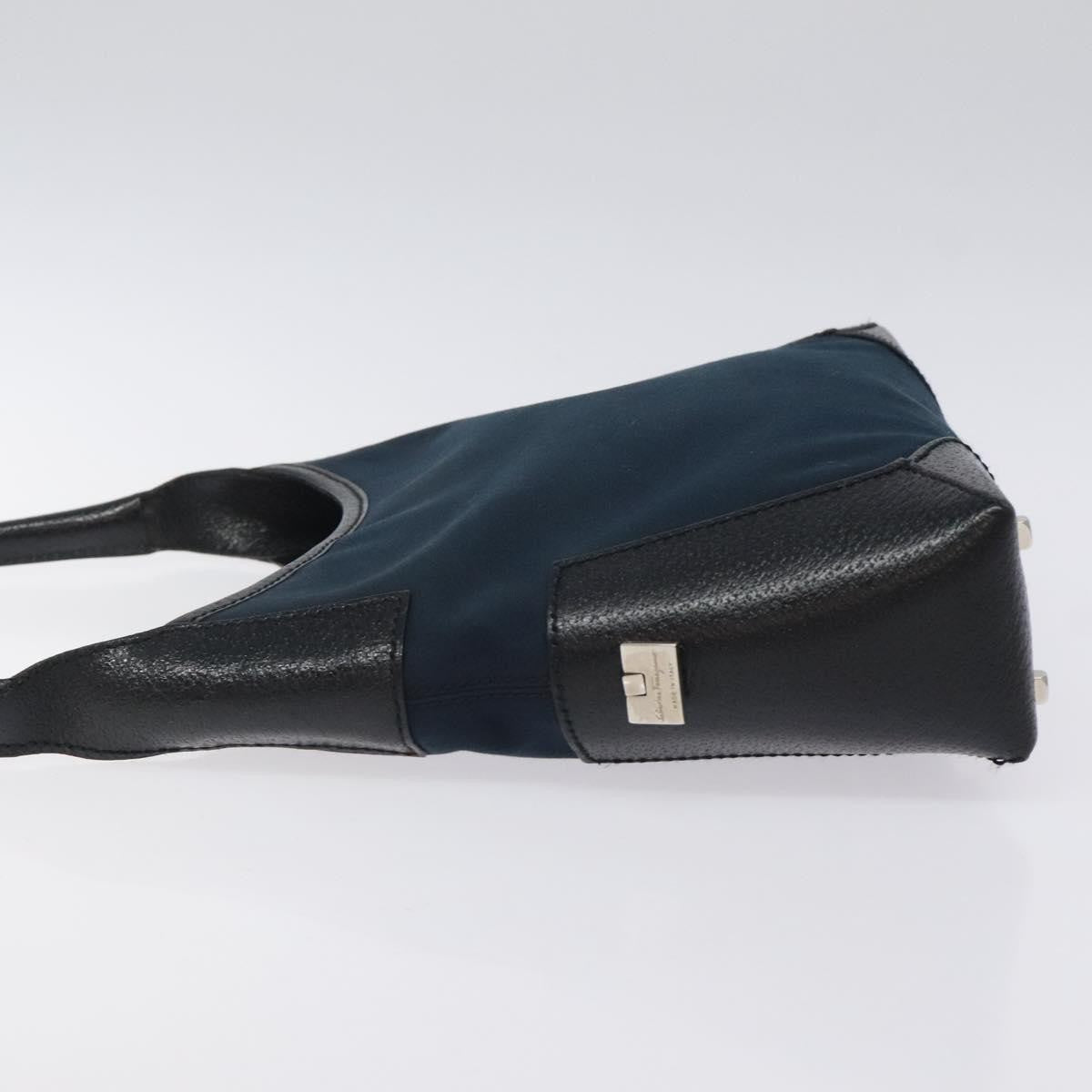 Salvatore Ferragamo Vintage Shoulder Bag Canvas Navy Canvas Shoulder Bag Bag (Pre-Owned)