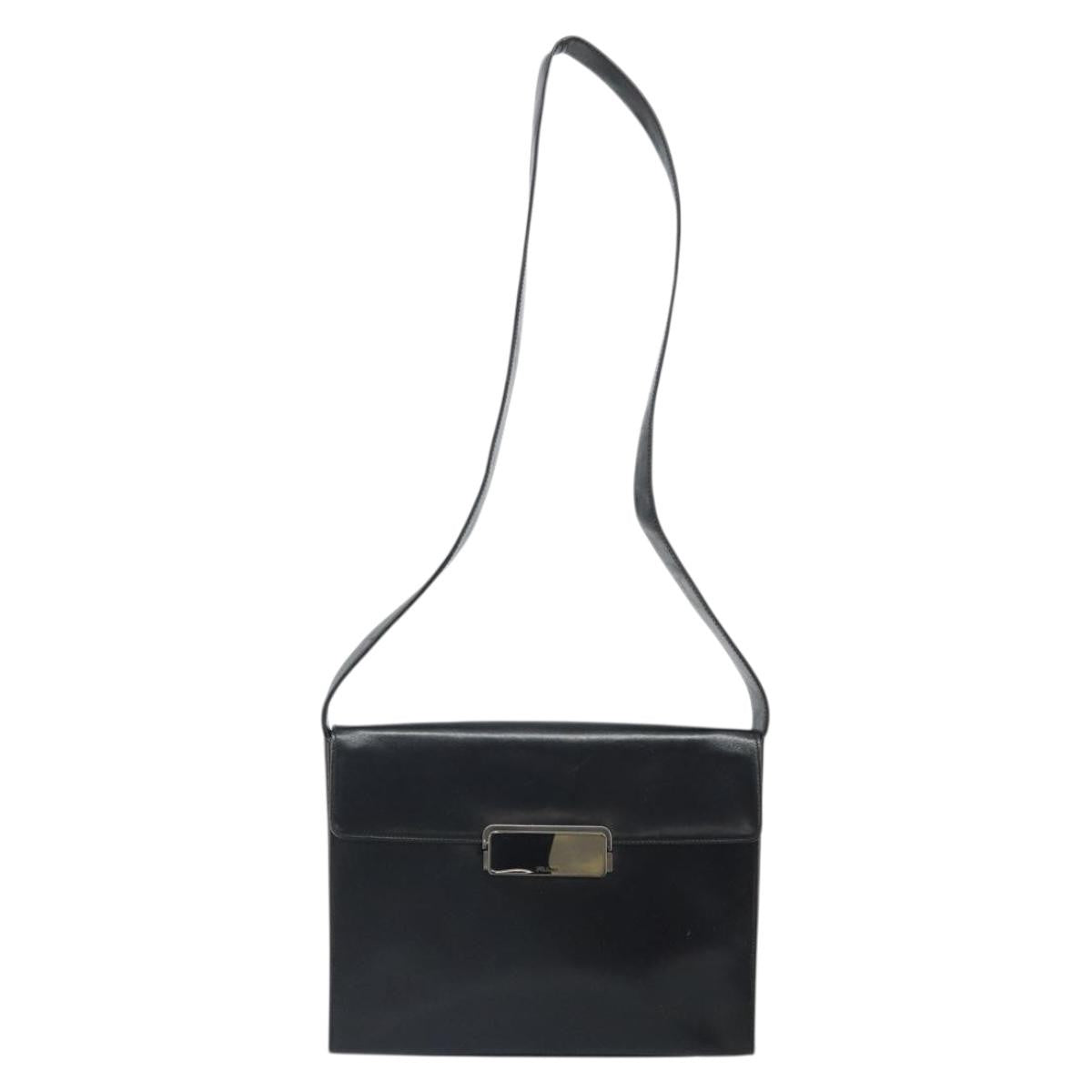 Prada Vintage Flap Shoulder Bag Leather Black Leather Shoulder Bag Bag (Pre-Owned)