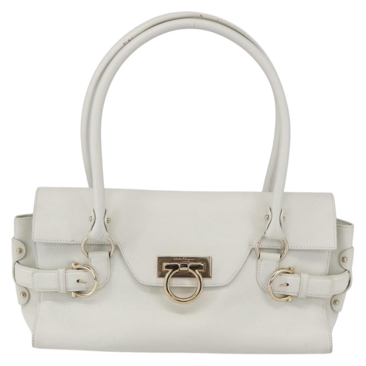 Salvatore Ferragamo Gina Satchel Leather White Leather Handbag (Pre-Owned)