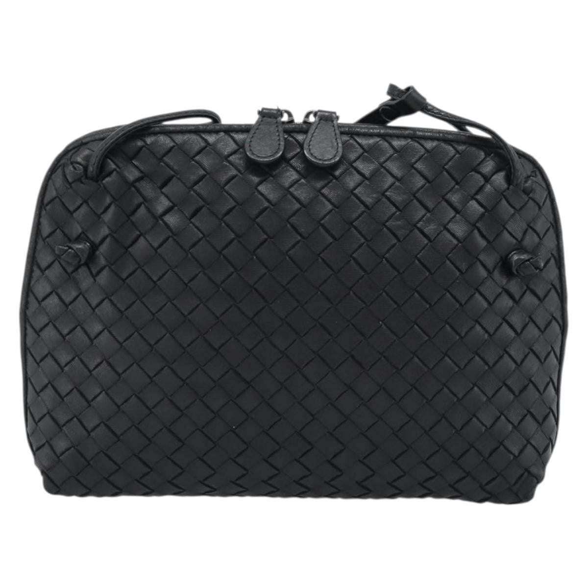Bottega Veneta Nodini Crossbody Bag Intrecciato Nappa Black Leather Shoulder Bag Bag (Pre-Owned)