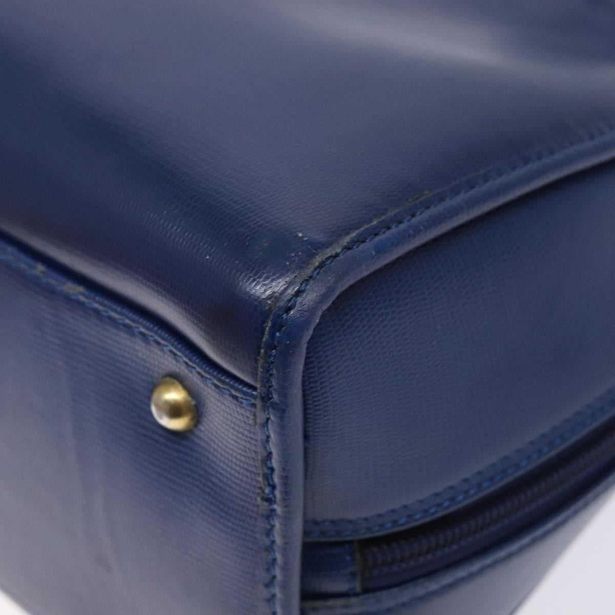 Celine Circle Logo Handbag Leather Blue Leather Bag (Pre-Owned)