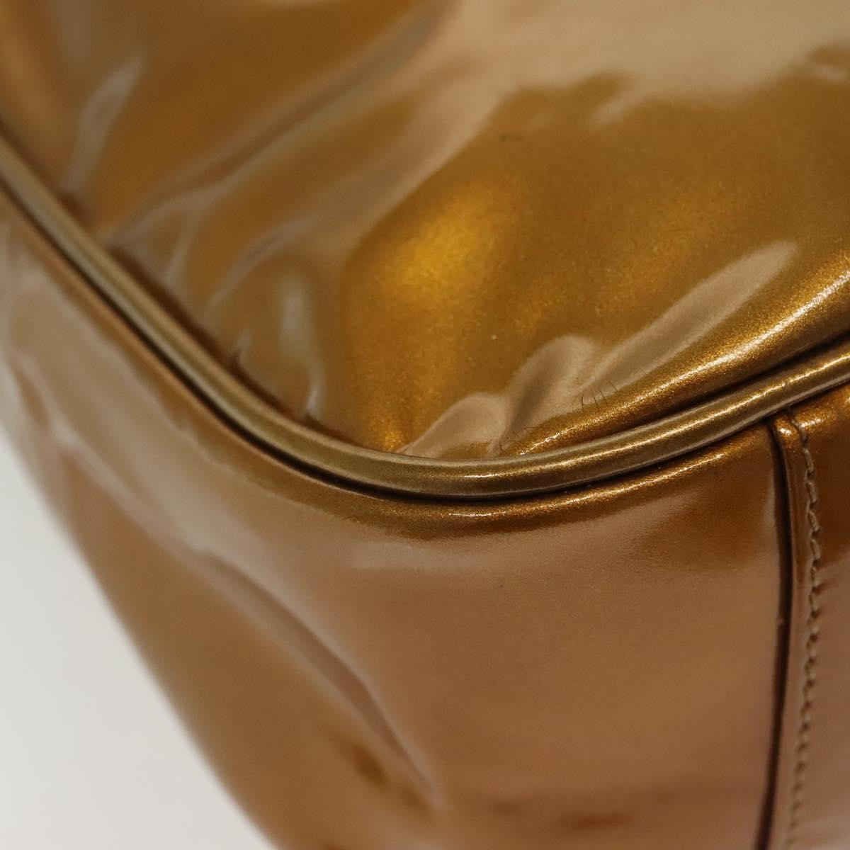 Gucci Vintage Bamboo Handle Bag Patent Leather Gold Patent_Leather Handbag (Pre-Owned)