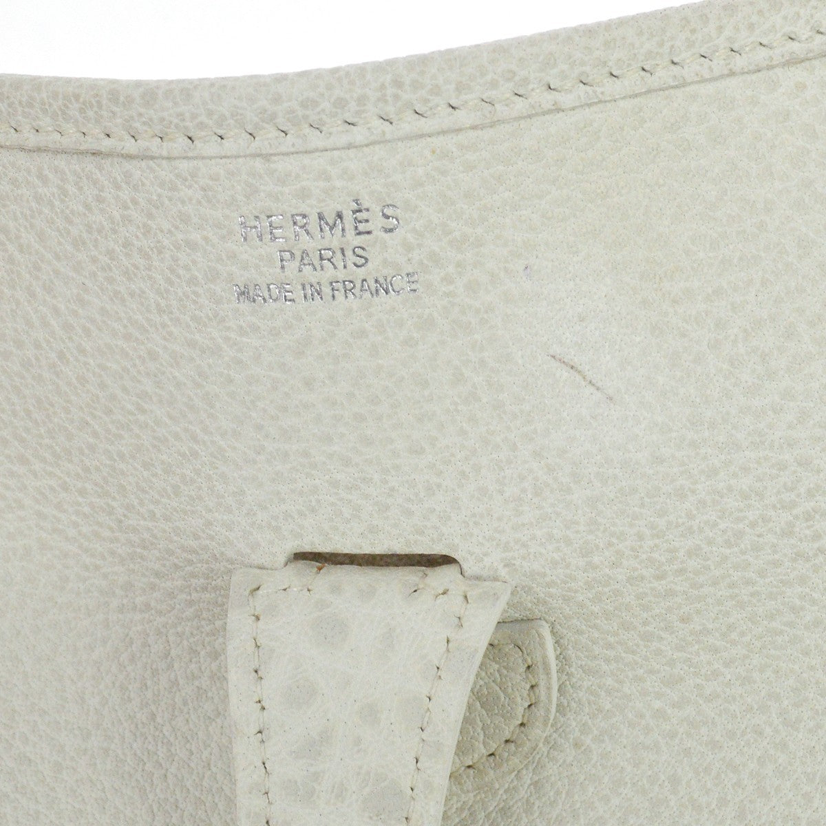 Hermes Evelyne Bag Gen I Clemence White Leather Shoulder Bag Bag (Pre-Owned)