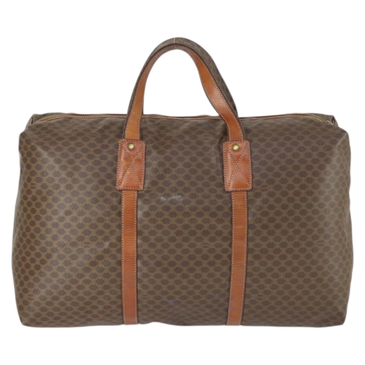 Celine Vintage Macadam Boston Bag Canvas And Leather Brown Canvas Travel Bag Bag (Pre-Owned)