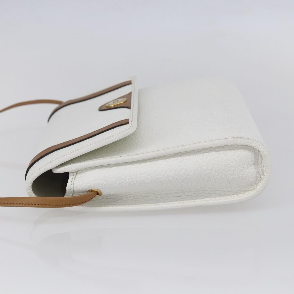 Christian Dior Vintage Cd Logo Shoulder Bag Leather White Leather Shoulder Bag Bag (Pre-Owned)