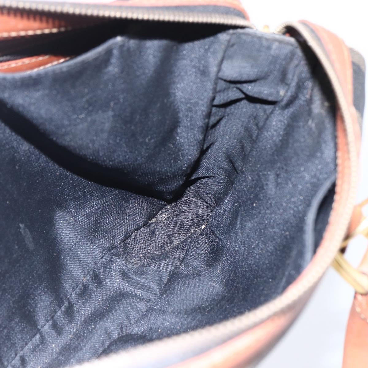 Fendi Vintage Pequin Convertible Boston Bag Coated Canvas Brown Canvas Handbag (Pre-Owned)