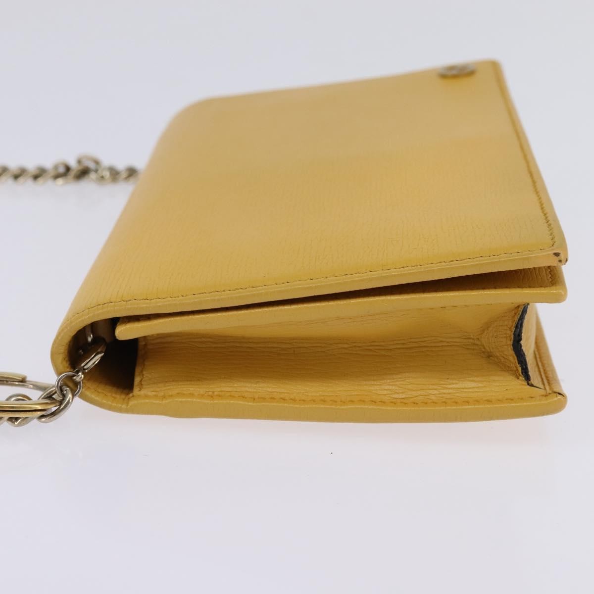 Gucci Betty Chain Wallet Leather Yellow Leather Clutche & Pouche Bag (Pre-Owned)