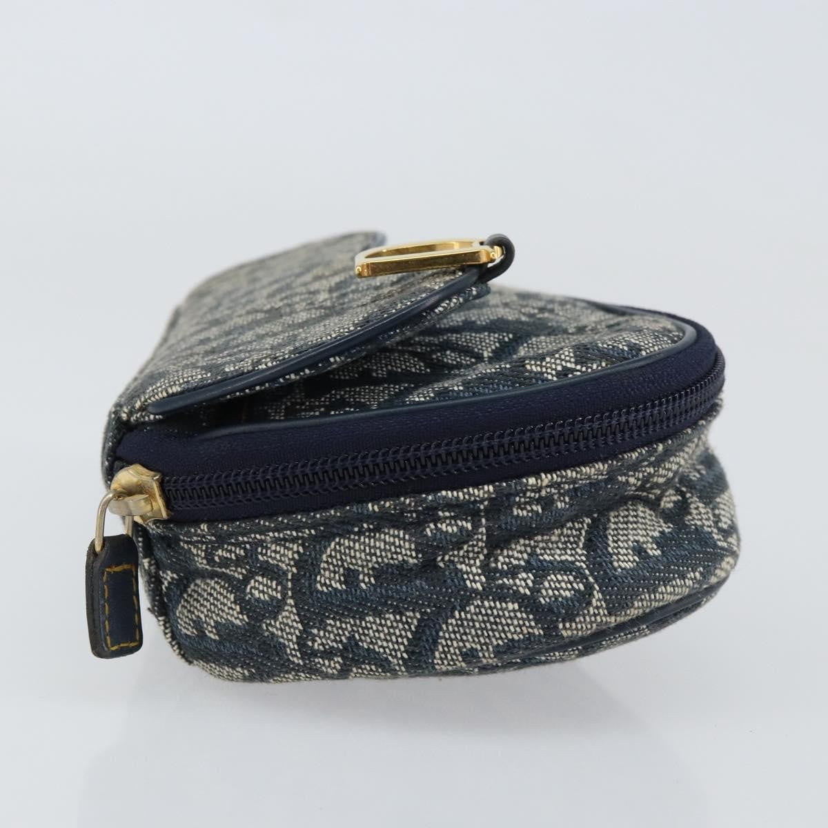 Christian Dior Vintage Saddle Coin Purse Diorissimo Canvas Navy Canvas Clutche & Pouche Bag (Pre-Owned)