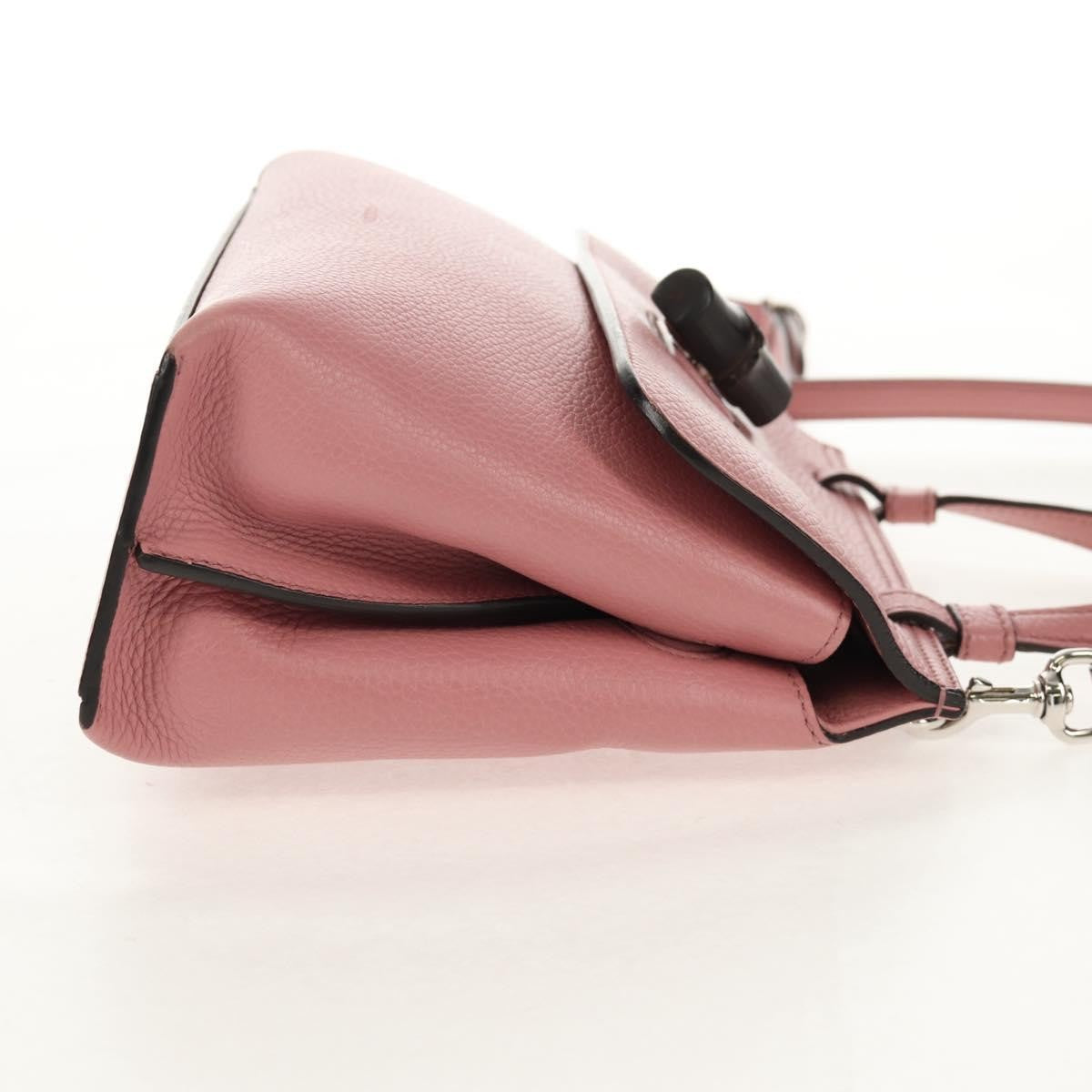 Gucci Bamboo Daily Top Handle Bag Leather Pink Leather Handbag (Pre-Owned)