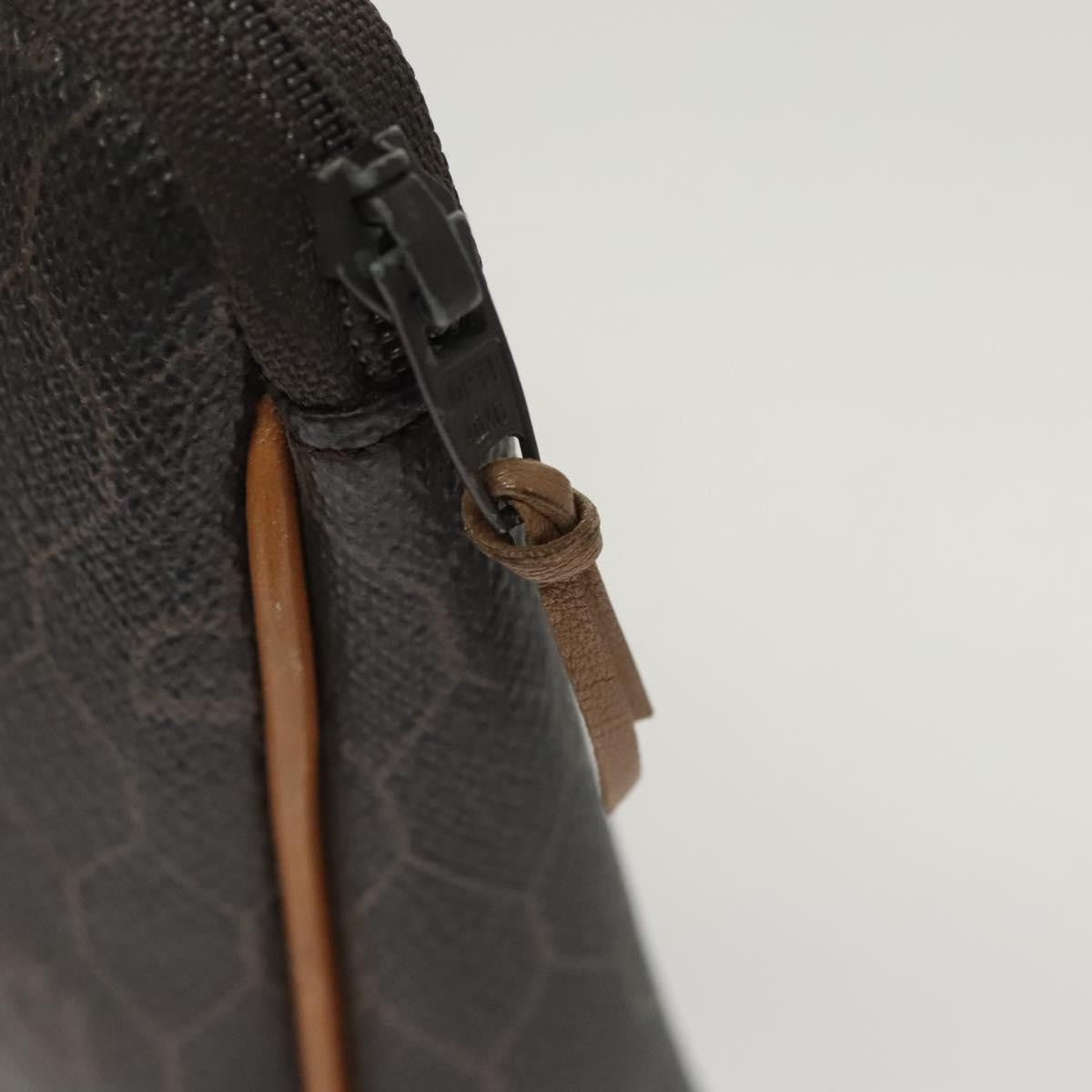 Christian Dior Vintage Honeycomb Zip Pouch Canvas And Leather Black Canvas Clutche & Pouche Bag (Pre-Owned)