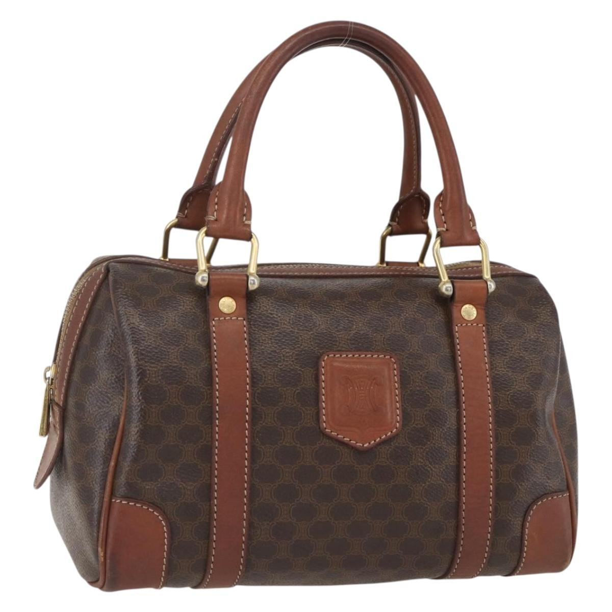 Celine Vintage Macadam Handbag Canvas And Leather Brown Canvas Shoulder Bag Bag (Pre-Owned)