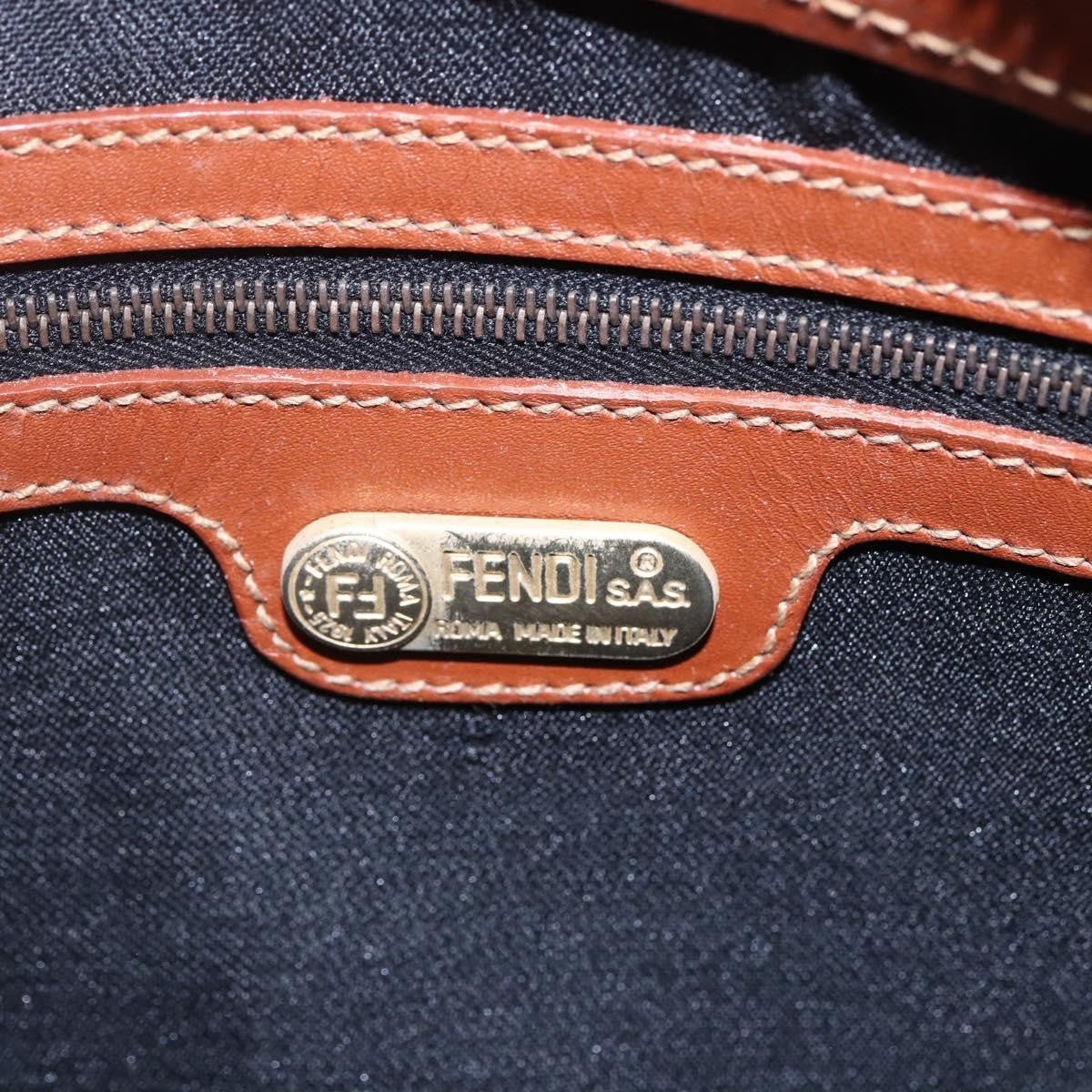 Fendi Vintage Pequin Convertible Boston Bag Coated Canvas Brown Canvas Handbag (Pre-Owned)