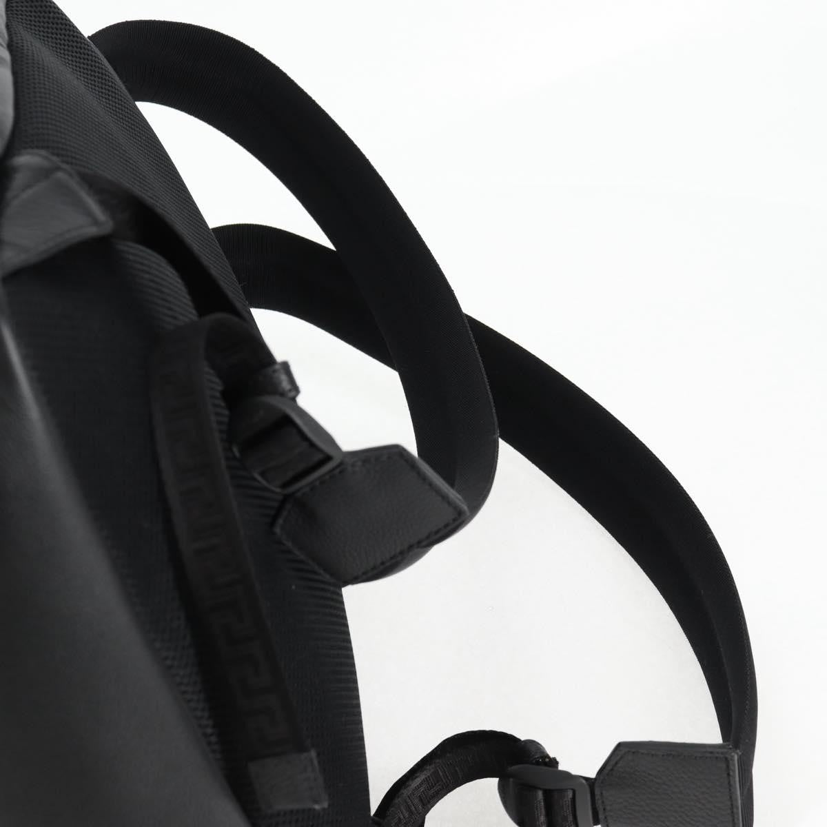 Versace Medusa Zip Backpack Leather Black Leather Backpack Bag (Pre-Owned)