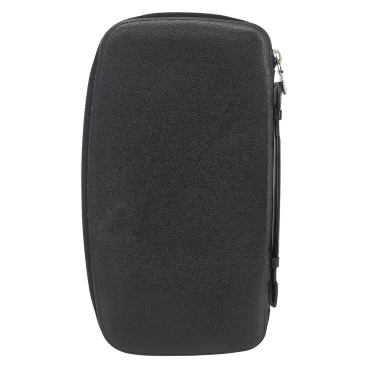 Louis Vuitton Atoll Organizer Wallet Taiga Leather Black Leather Clutche & Pouche Bag (Pre-Owned)