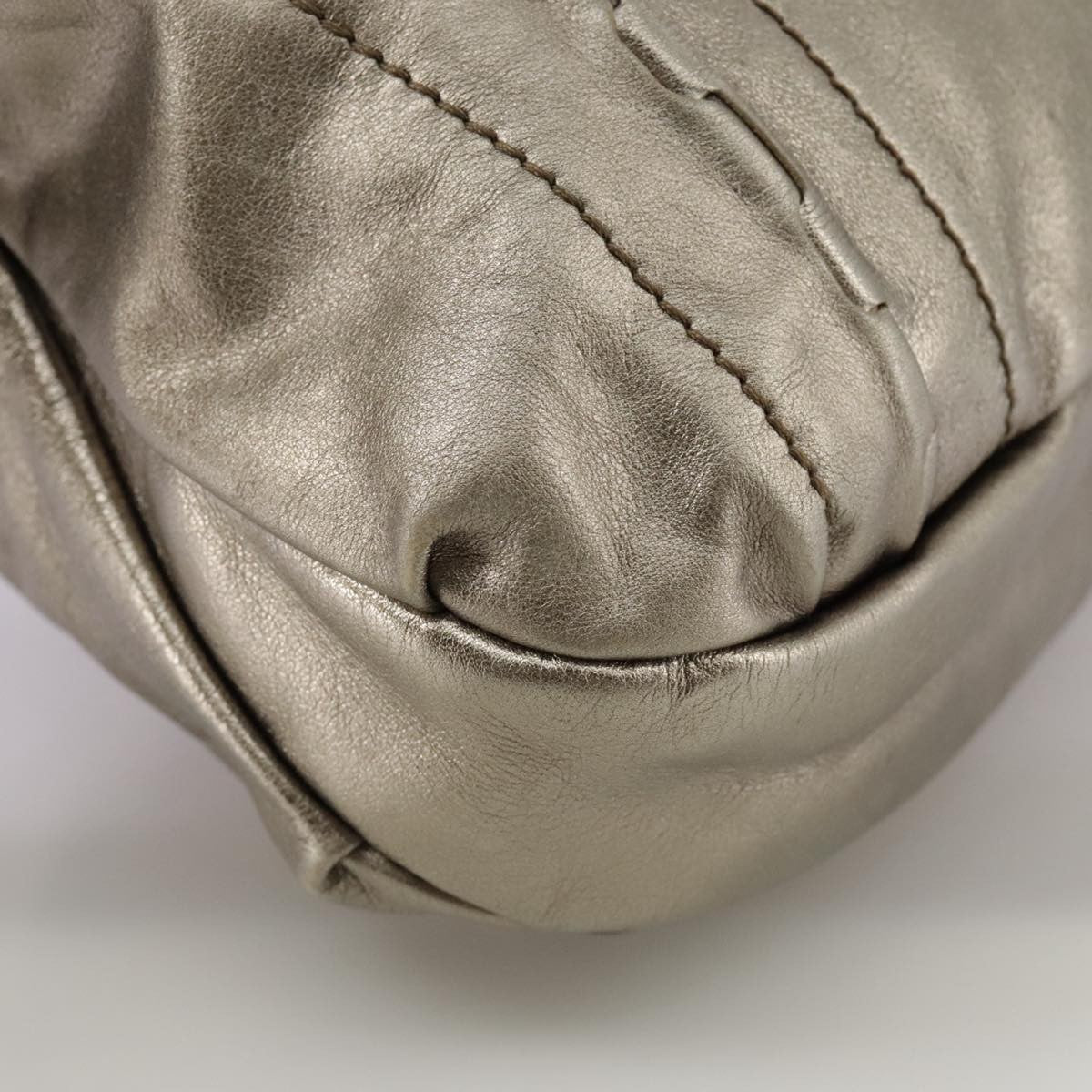 Salvatore Ferragamo Gancini Handbag Leather Gold Leather Handbag (Pre-Owned)