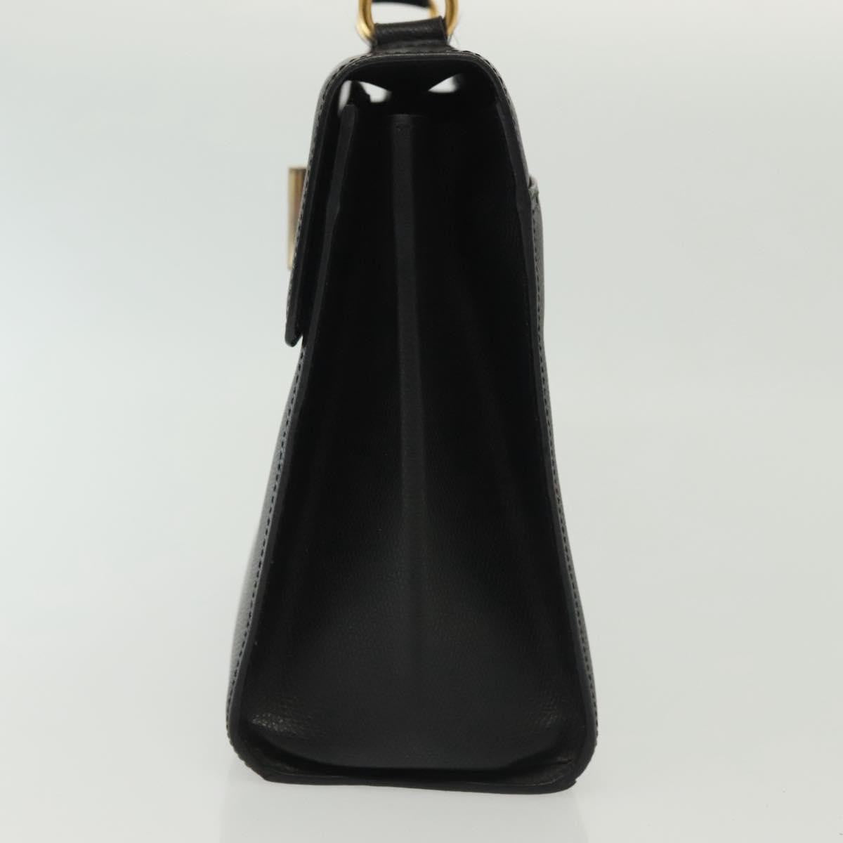 Celine Vintage Convertible Turnlock Top Handle Bag Leather Black Leather Bag (Pre-Owned)