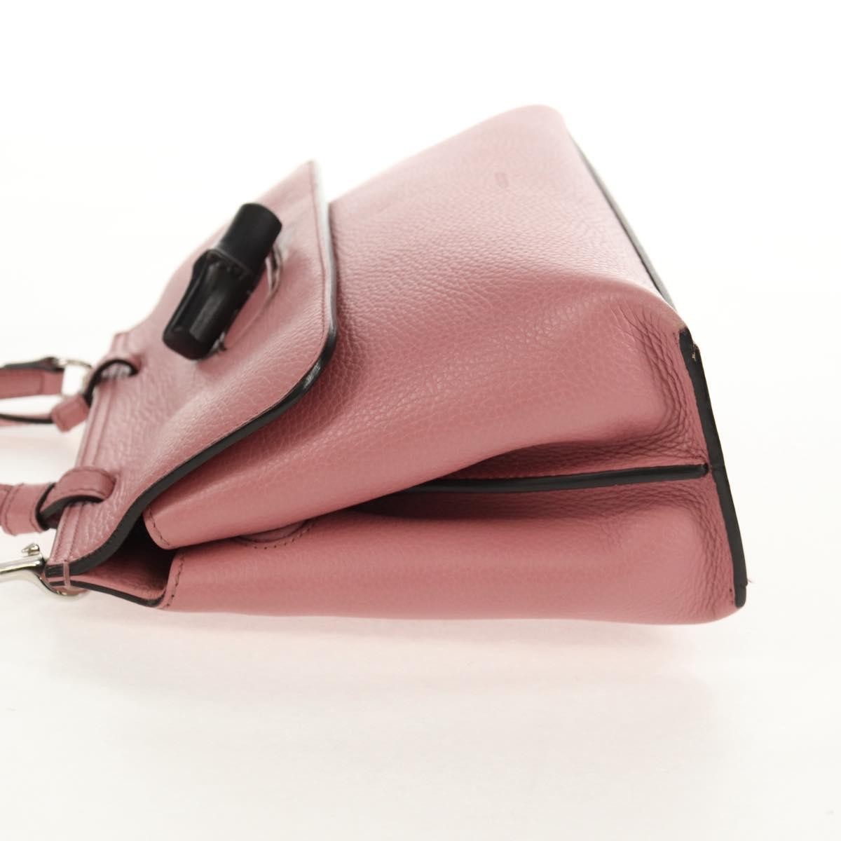 Gucci Bamboo Daily Top Handle Bag Leather Pink Leather Handbag (Pre-Owned)