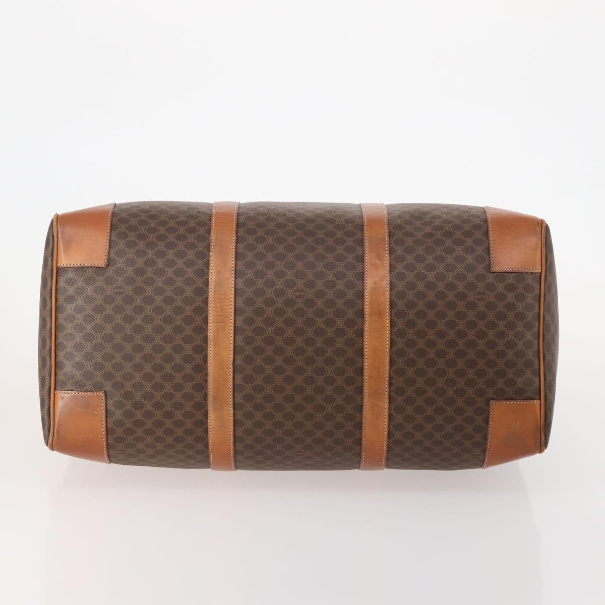 Celine Vintage Macadam Boston Bag Canvas And Leather Brown Pvc Handbag (Pre-Owned)