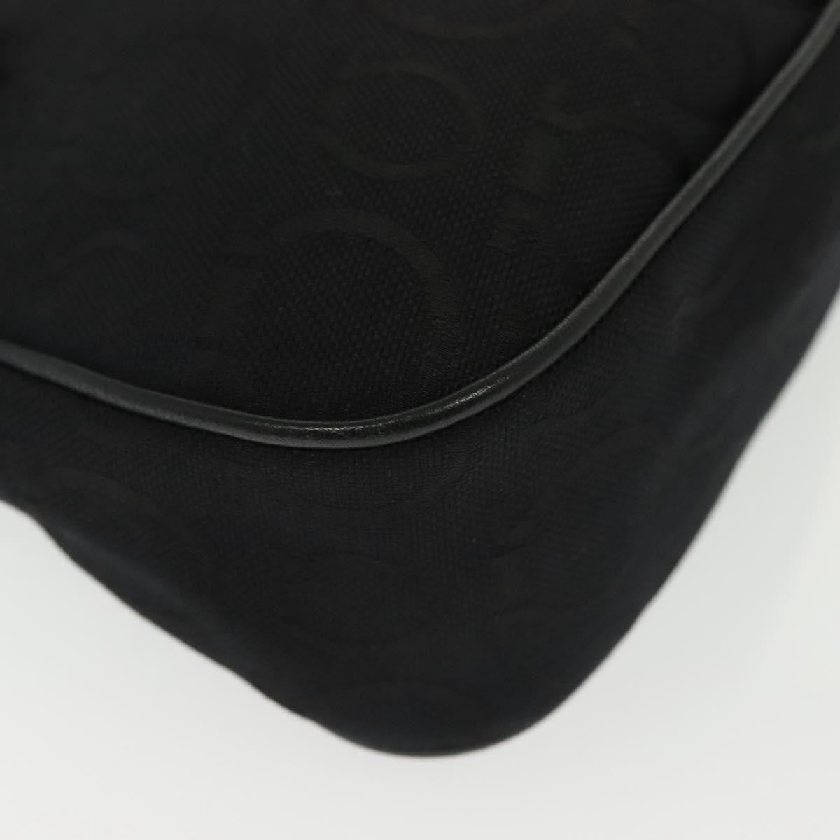 Salvatore Ferragamo Gancini Handbag Canvas Black Canvas Handbag (Pre-Owned)