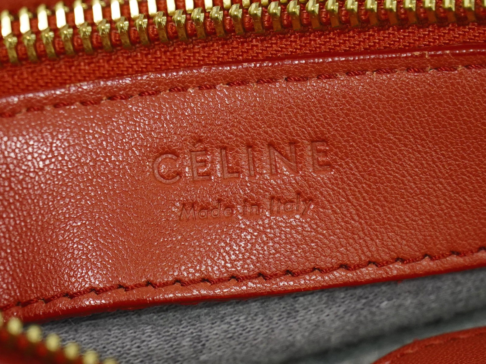 Celine Trio Crossbody Bag Leather Red Leather Shoulder Bag Bag (Pre-Owned)