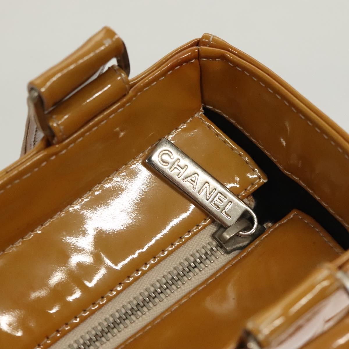 Chanel Chocolate Bar Cc Tote Quilted Patent Yellow Patent_Leather Handbag (Pre-Owned)