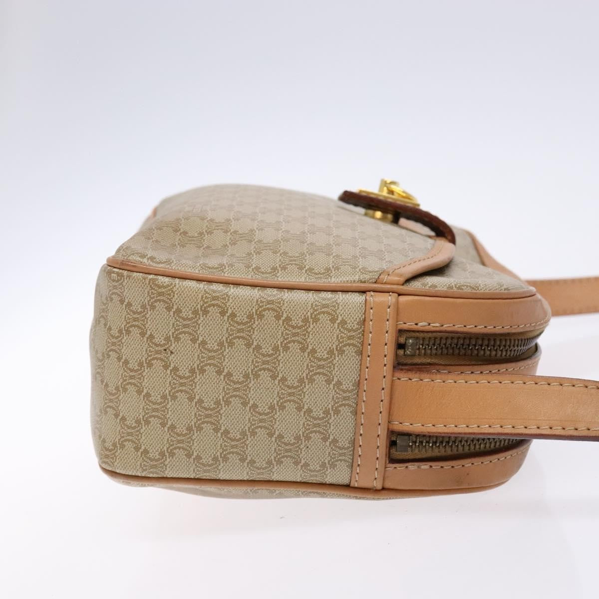 Celine Vintage Macadam Shoulder Bag Canvas And Leather Beige Canvas Bag (Pre-Owned)
