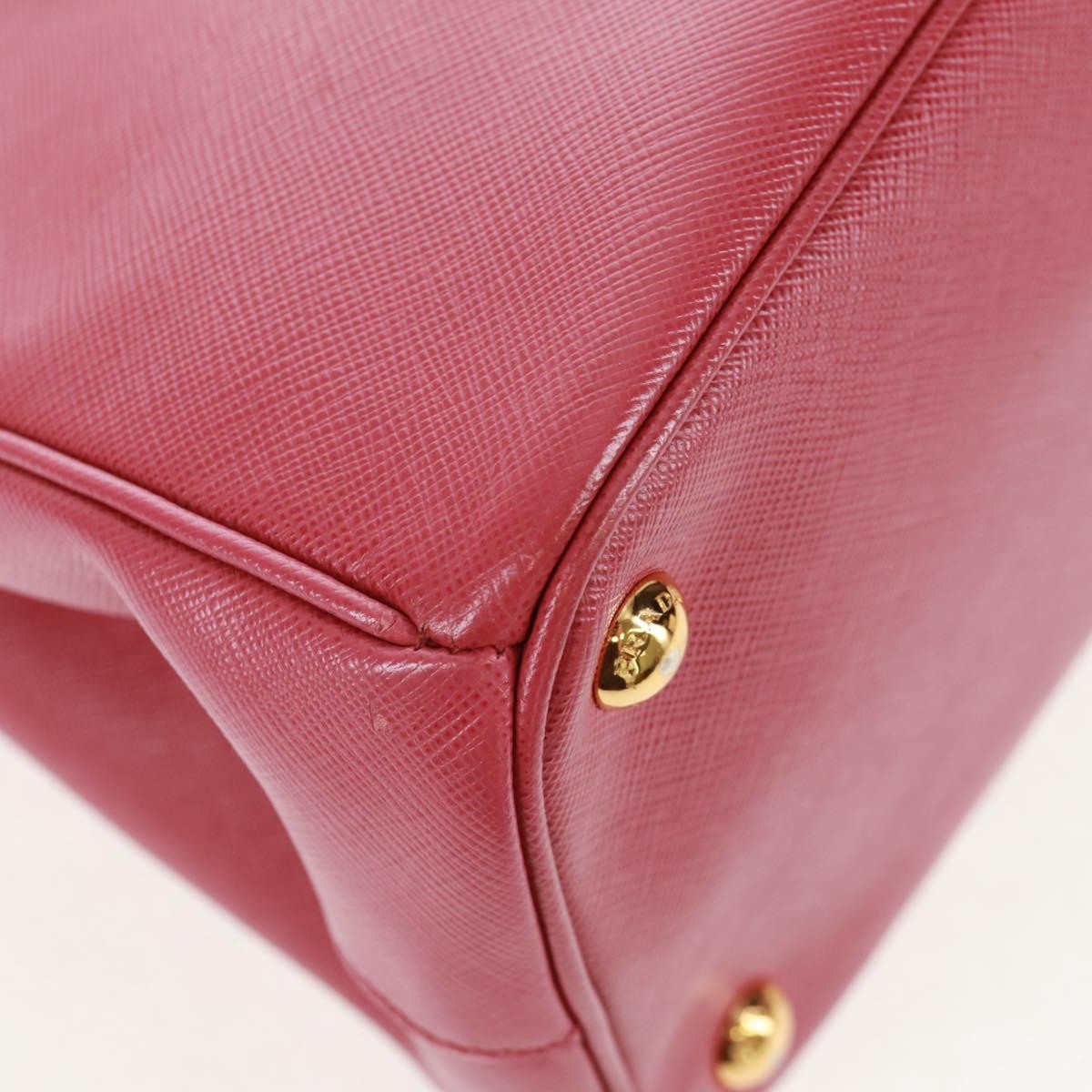 Prada Double Zip Lux Tote Saffiano Leather Pink Leather Handbag (Pre-Owned)