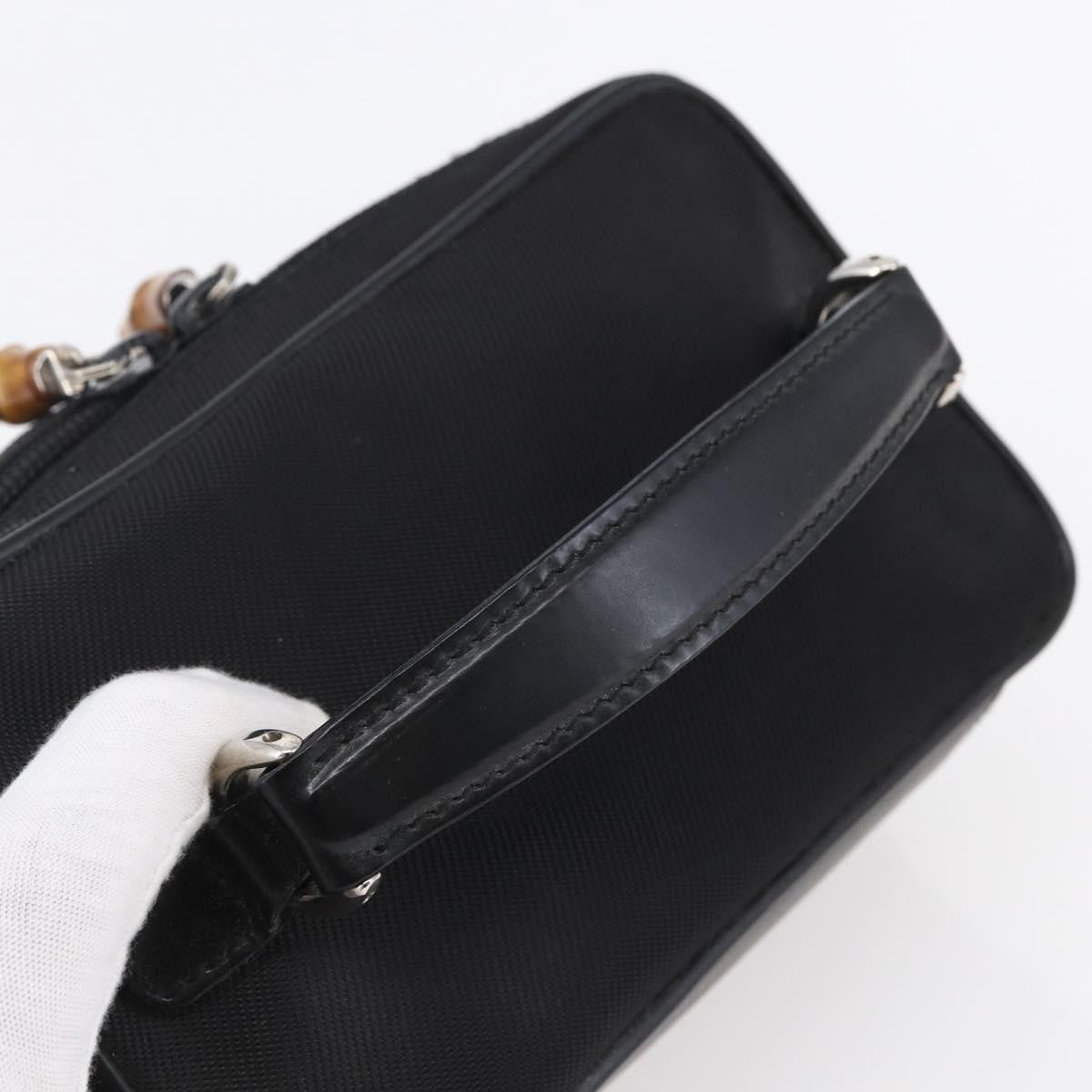 Gucci Vintage Bamboo Vanity Case Nylon Black Nylon Handbag (Pre-Owned)