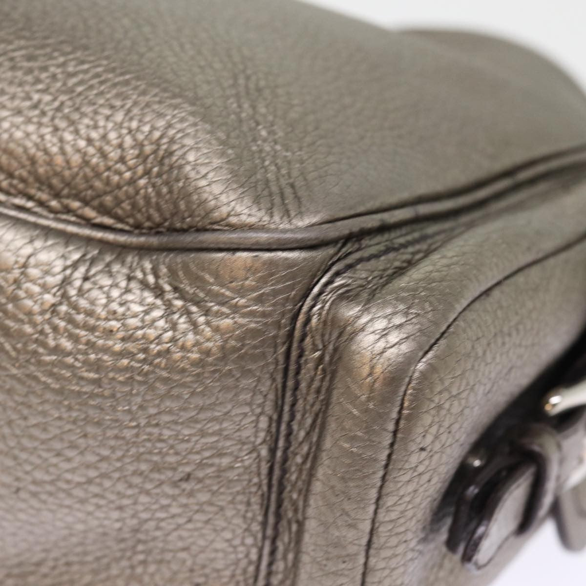 Prada Belted Hobo Vitello Daino Silver Leather Shoulder Bag Bag (Pre-Owned)