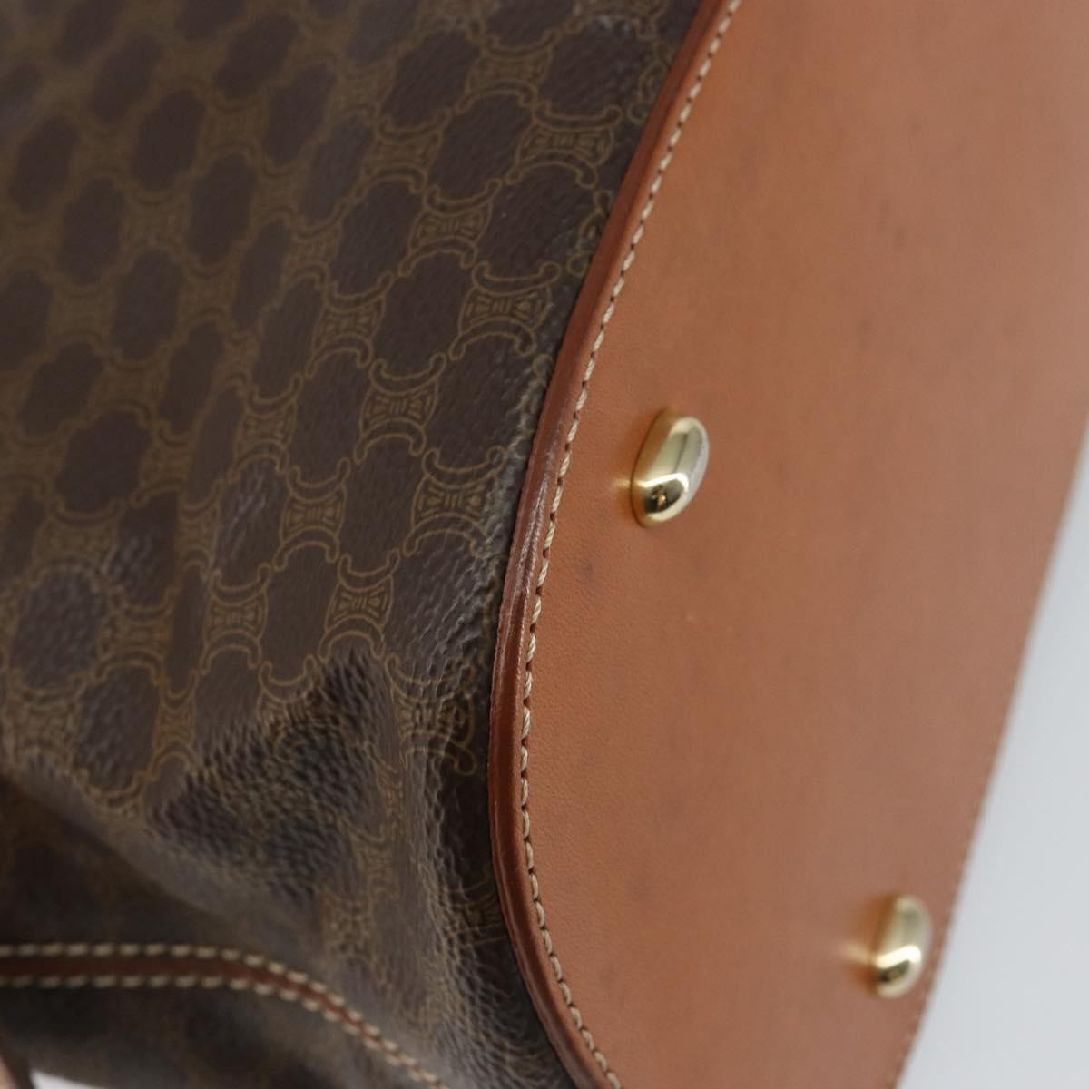 Celine Vintage Macadam Handbag Macadam Brown Canvas Bag (Pre-Owned)