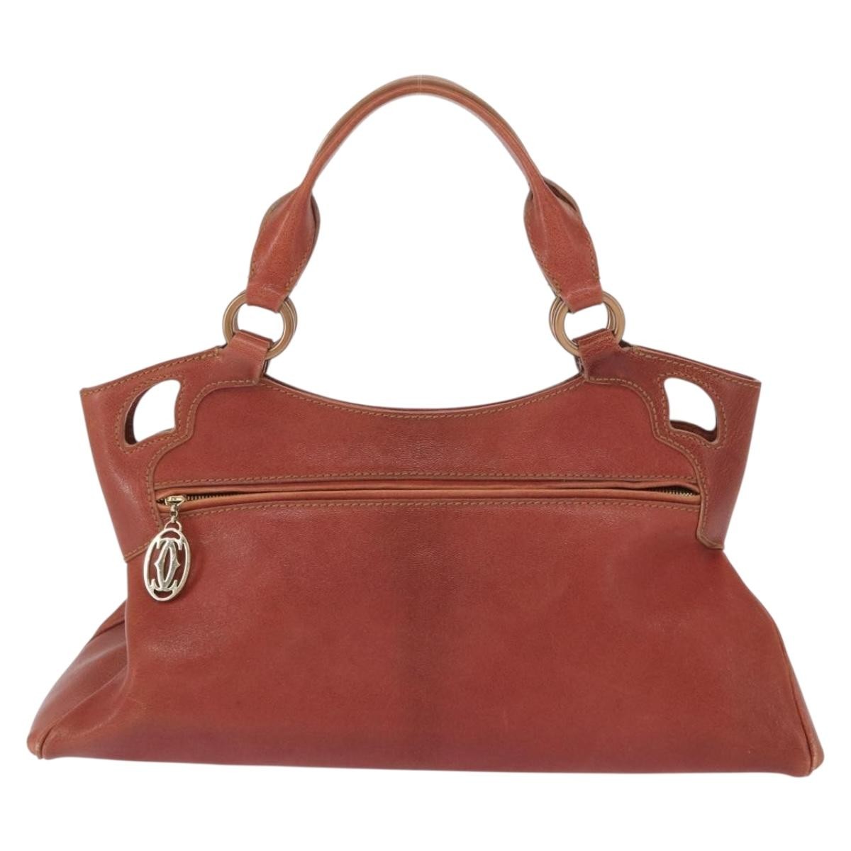 Cartier Marcello Handbag Leather Brown Leather Handbag (Pre-Owned)