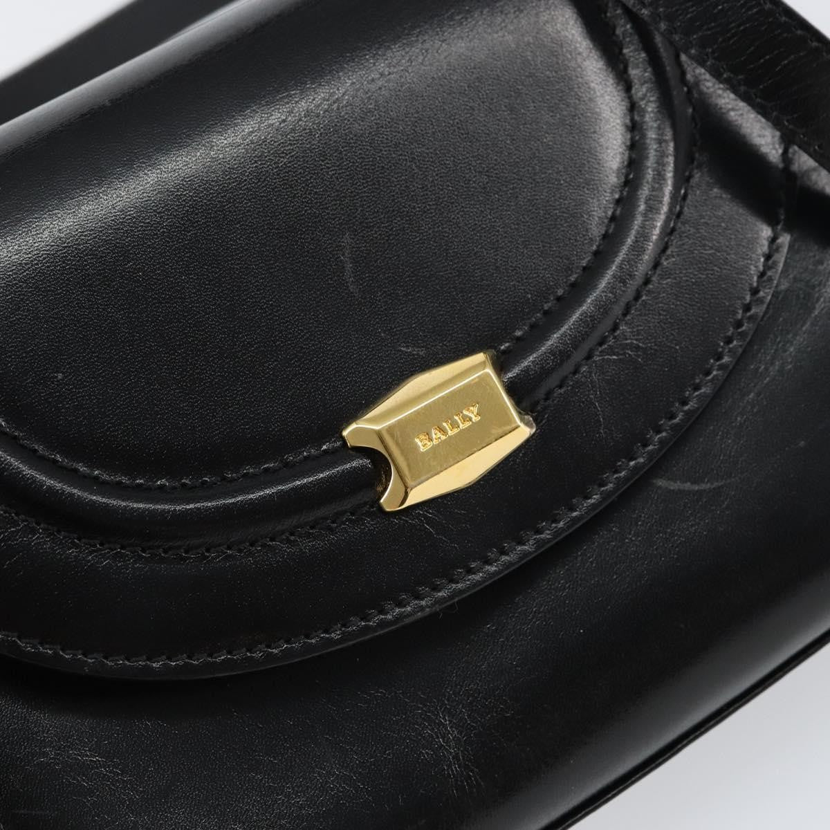 Bally Vintage Handbag Leather Black Leather Handbag (Pre-Owned)