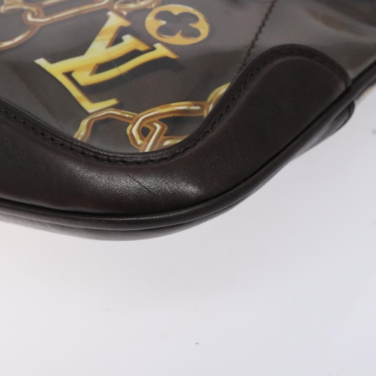 Louis Vuitton Charms Pochette Pvc Over Printed Silk Brown Canvas Clutche & Pouche Bag (Pre-Owned)