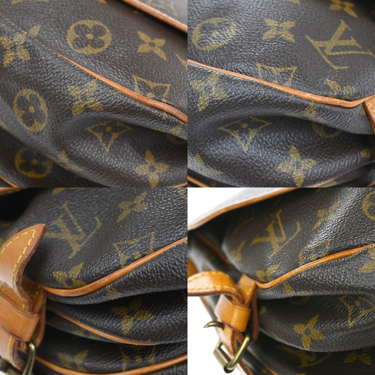 Louis Vuitton Saumur Handbag Monogram Canvas Brown Canvas Shoulder Bag Bag (Pre-Owned)