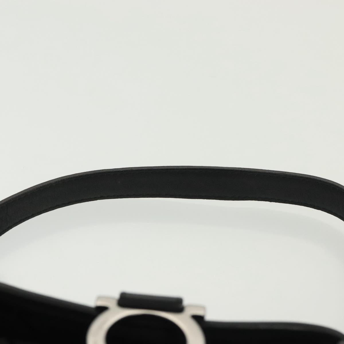 Salvatore Ferragamo Gancini Handbag Canvas Black Canvas Handbag (Pre-Owned)