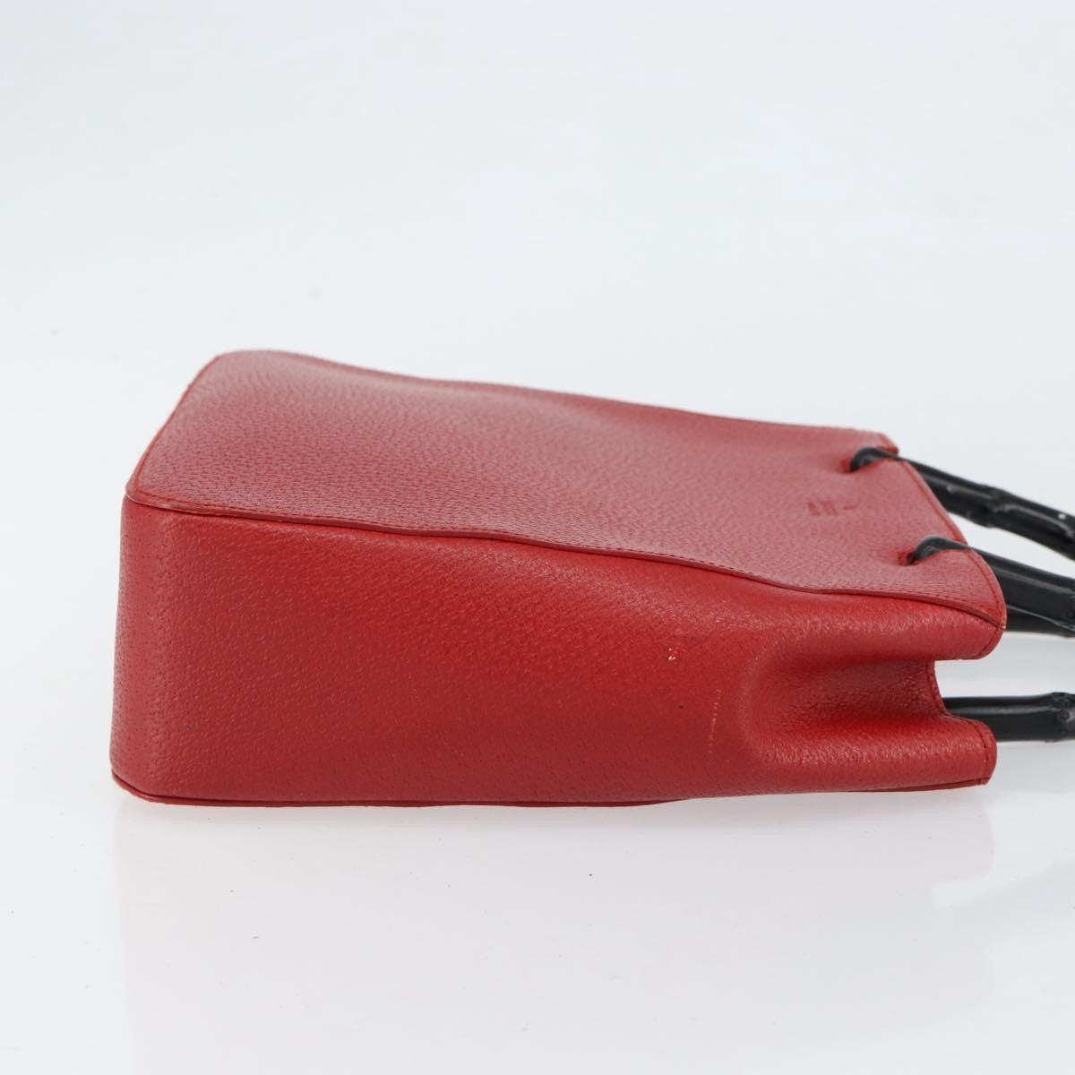 Gucci Vintage Bamboo Handle Bag Leather Red Leather Handbag (Pre-Owned)