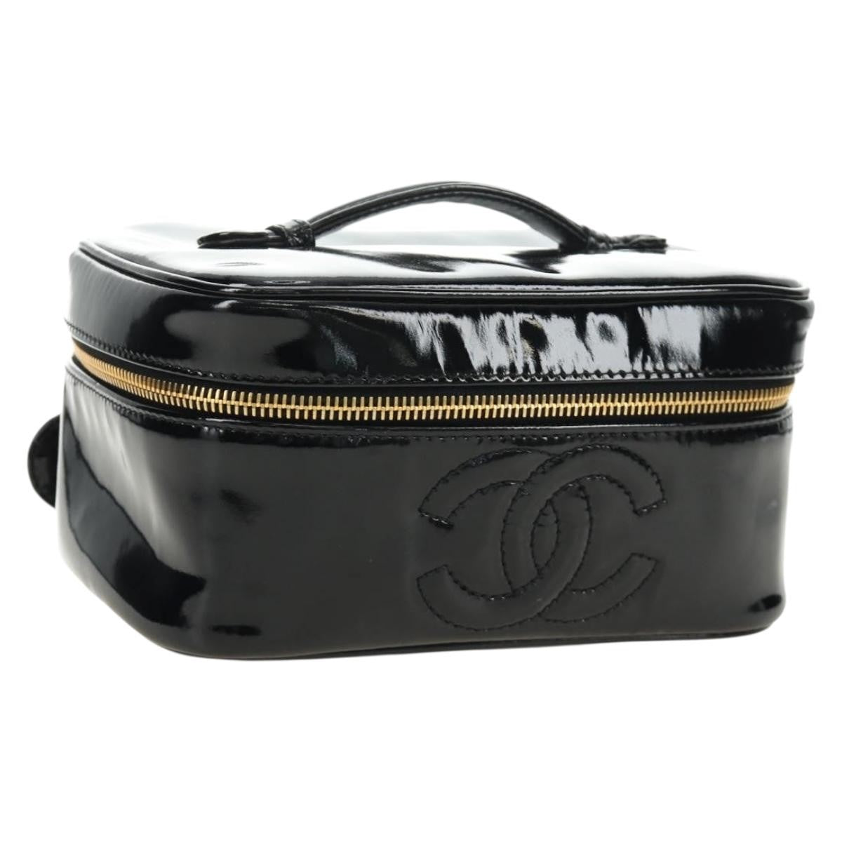 Chanel Vintage Timeless Cosmetic Case Patent Black Patent_Leather Clutche & Pouche Bag (Pre-Owned)