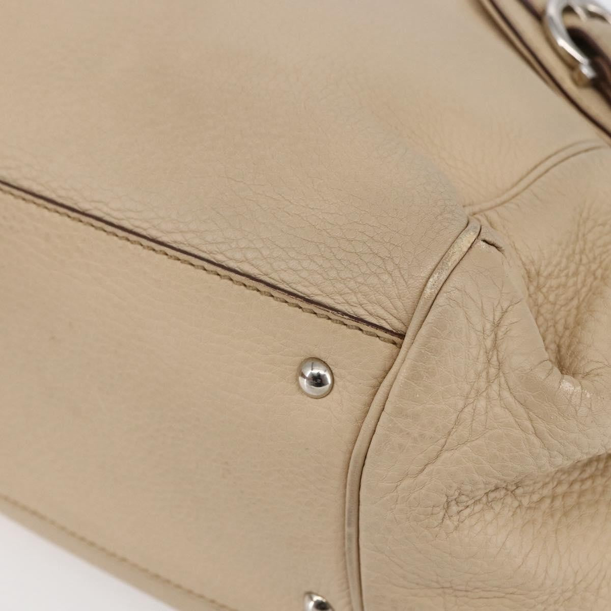 Salvatore Ferragamo Gancini Handbag Leather Beige Leather Shoulder Bag Bag (Pre-Owned)