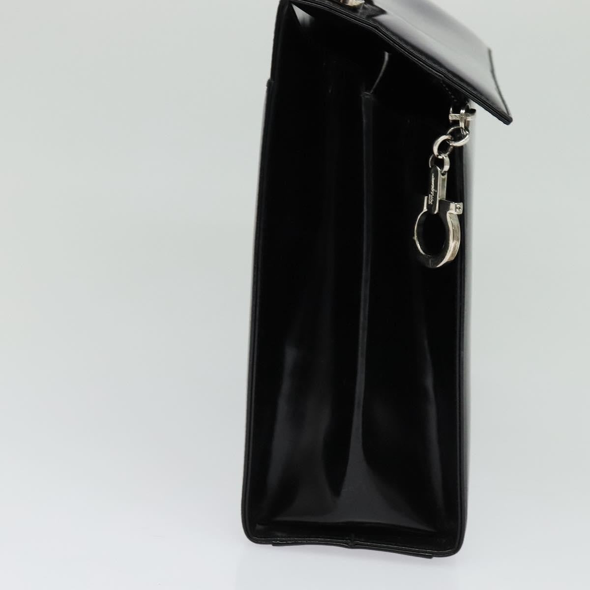 Salvatore Ferragamo Gancini Handbag Patent Leather Black Patent_Leather Handbag (Pre-Owned)